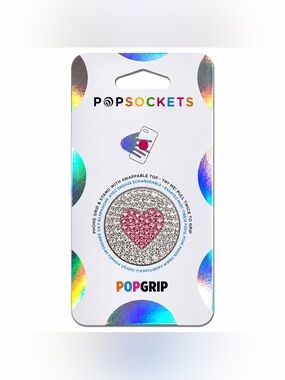 Luxe Crystal Diamond & Rose Pink Heart PopSocket Phone Holder Grip New